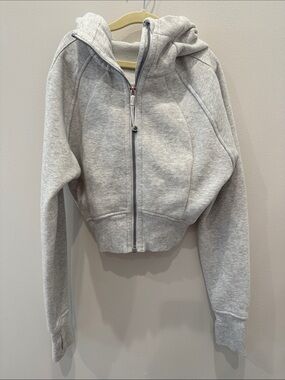 lululemon Cropped Scuba Full Zip Heather Core Ultra Light Gray Sz 0